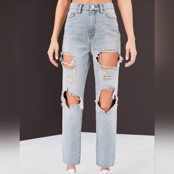 BDG Urban Outfitters Mom High-Rise Denim Jeans Distressed Cutout High-Waisted 27 - Picture 1 of 14